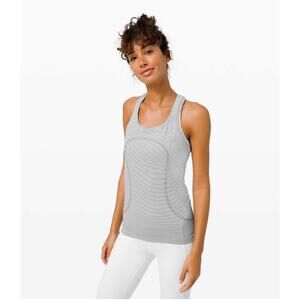 Lululemon Swiftly Tech Racerback 2.0 Tempo Stripe White Black hip length